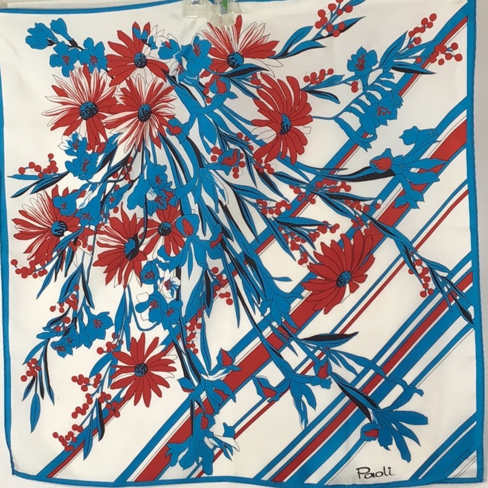 Vintage Paoli red, white, blue square scarf